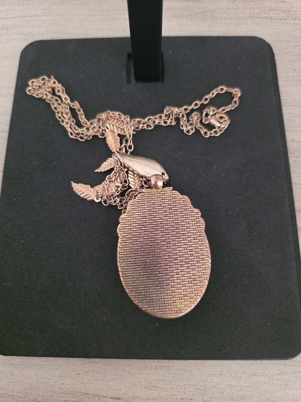 Antique Gold Ghost Pendant Necklace White Ghost Design - Picture 7 of 8